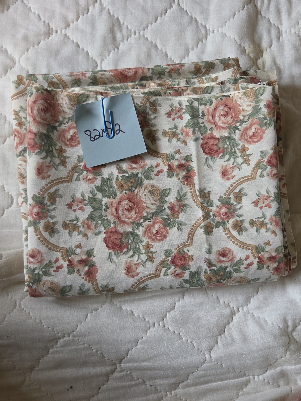 Floral Rose Print Sheet Set in Cream and Pink - Picture 2 of 3